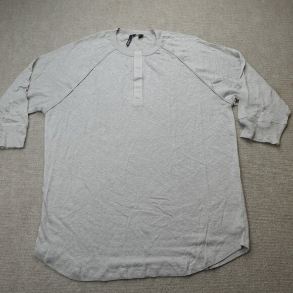 Joe's Jeans Shirt XL Beige Gray Raglan Henley 3/4 Sleeves 100 Linen Baseball NEW - Picture 1 of 11